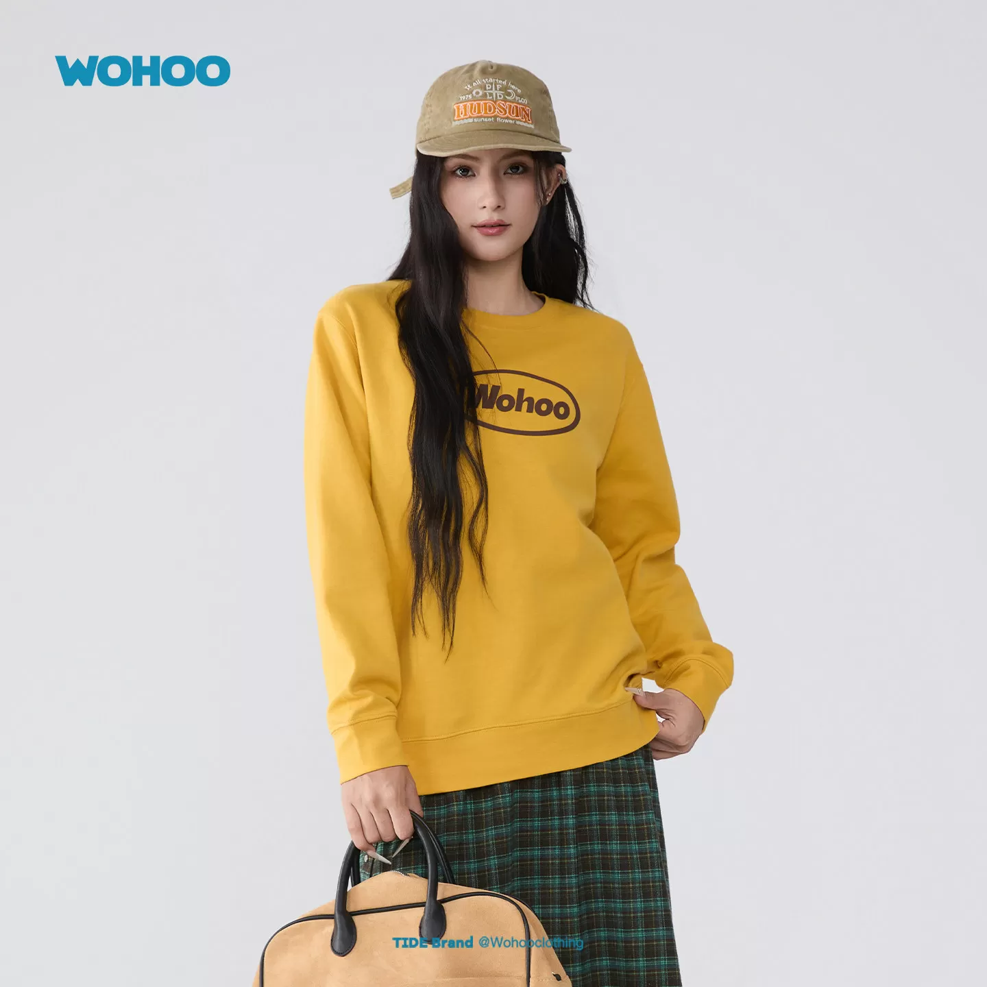 【所有女生直播间】WOHOO圆领卫衣女秋季潮牌多巴胺套头宽松上衣