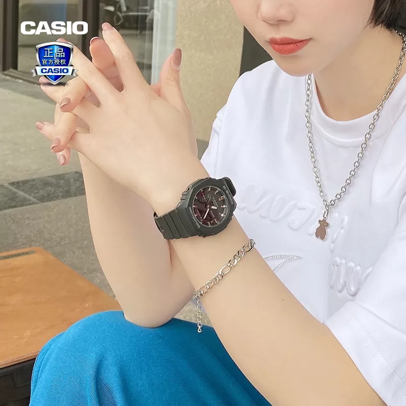 卡西欧手表女男gshock中性农家橡树防水樱花粉学生电子GMA-S2100