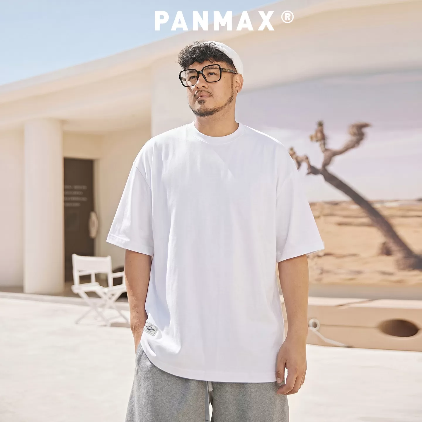 PANMAX潮牌大码男装百搭T恤衫休闲美式纯色打底衫宽松基础上衣