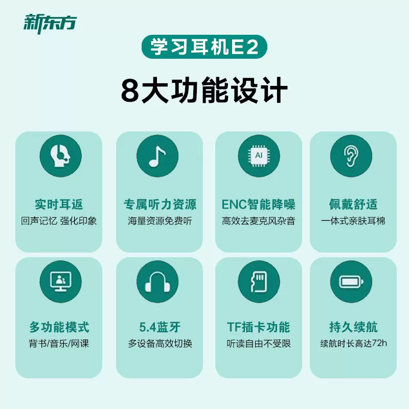 新东方AI智能降噪儿童耳返式背书神器学习专用耳机小学生头戴式