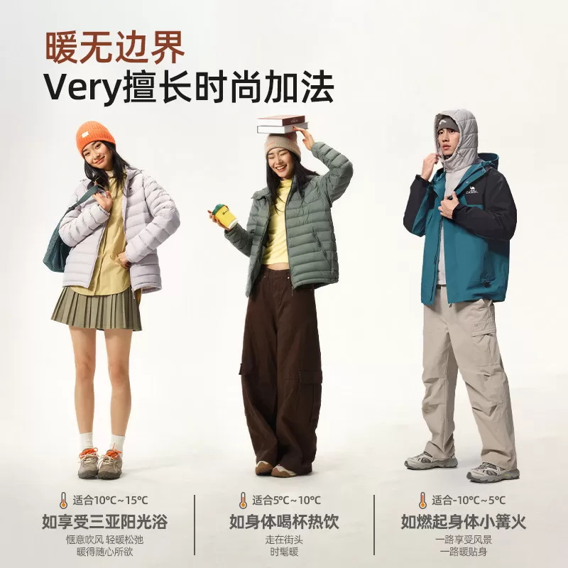 骆驼火焰轻薄羽绒服女装2026秋冬新款保暖排骨服鸭绒连帽短款外套