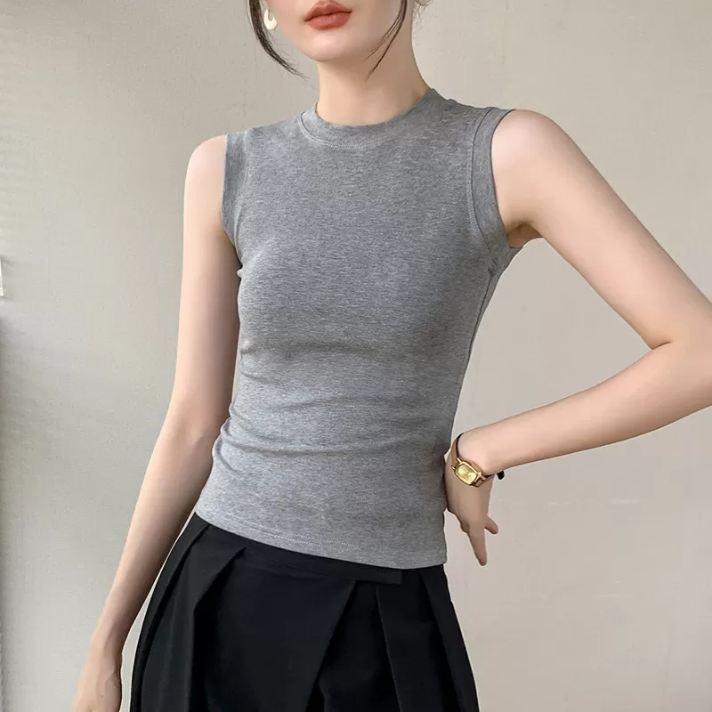 橘色打底背心女2026春新款修身显瘦圆领遮副乳内搭无袖上衣打底衫