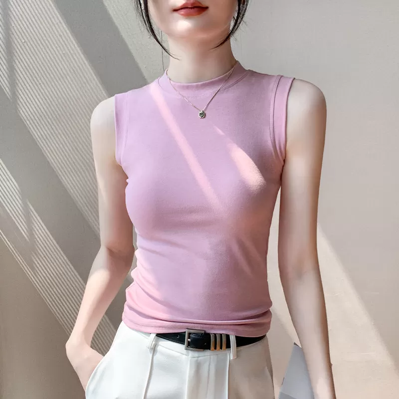 橘色打底背心女2026春新款修身显瘦圆领遮副乳内搭无袖上衣打底衫