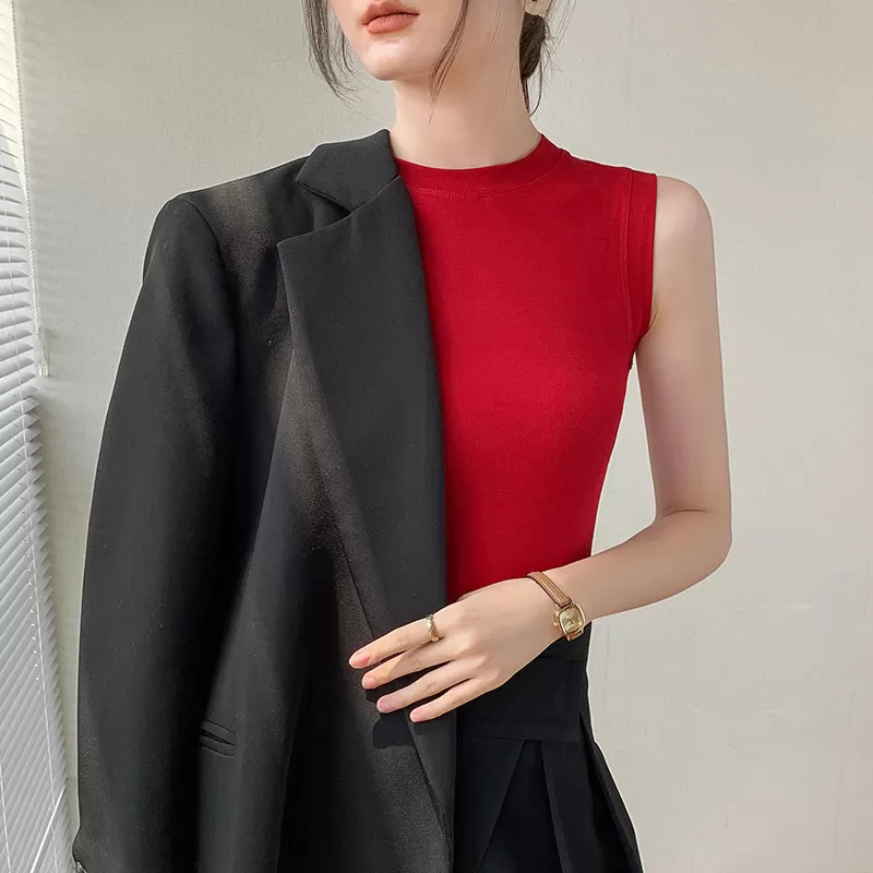 橘色打底背心女2026春新款修身显瘦圆领遮副乳内搭无袖上衣打底衫