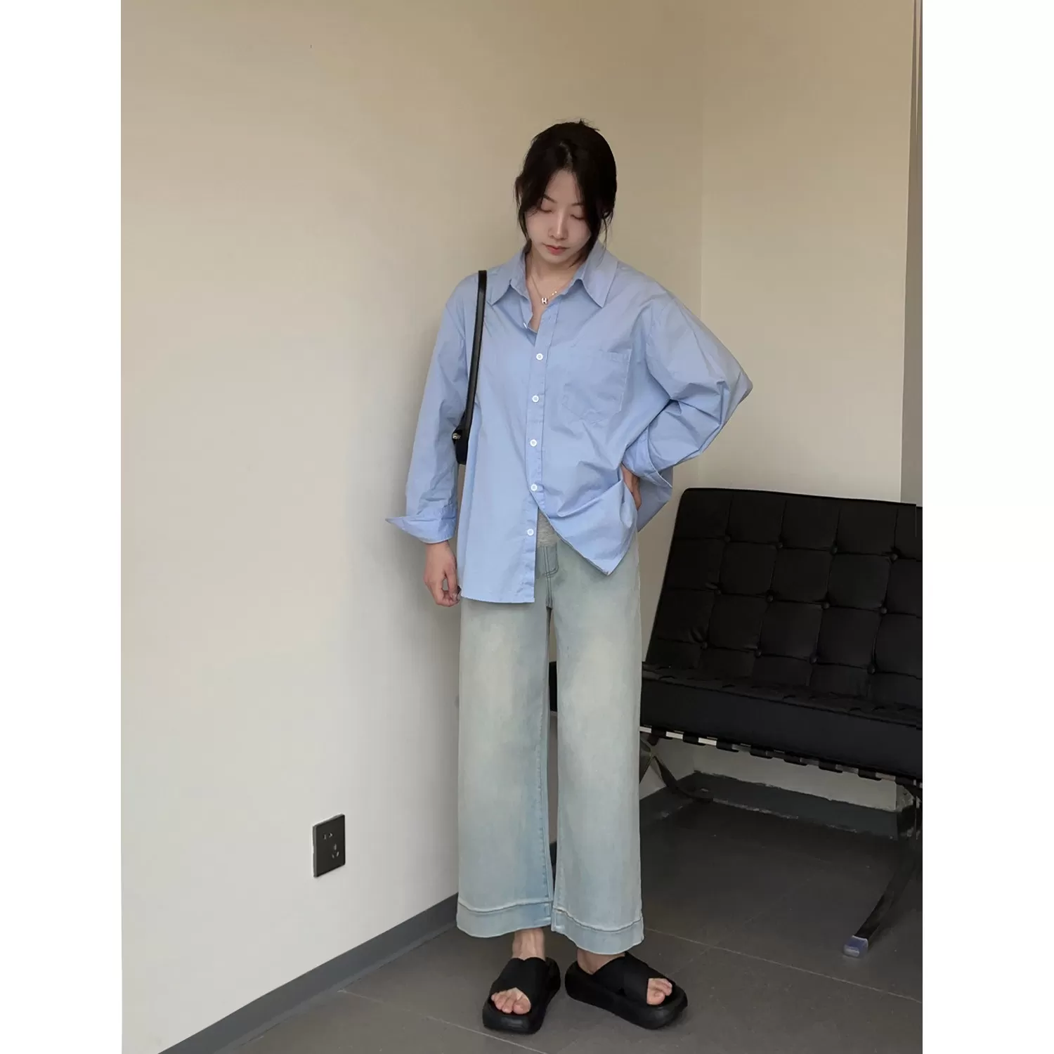 孕妇阔腿牛仔裤子九分春秋季外穿孕期不勒肚子托腹打底裤夏季薄款
