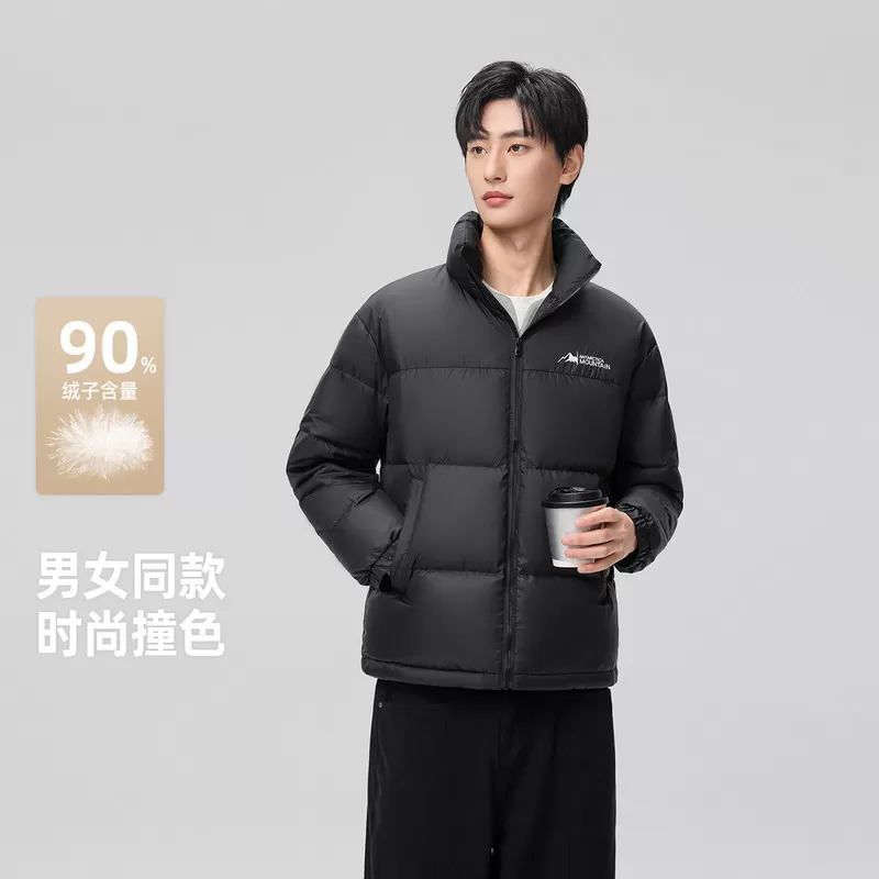 雪中飞2026冬新款情侣款男女短面包羽绒服立领拼色时尚保暖百搭
