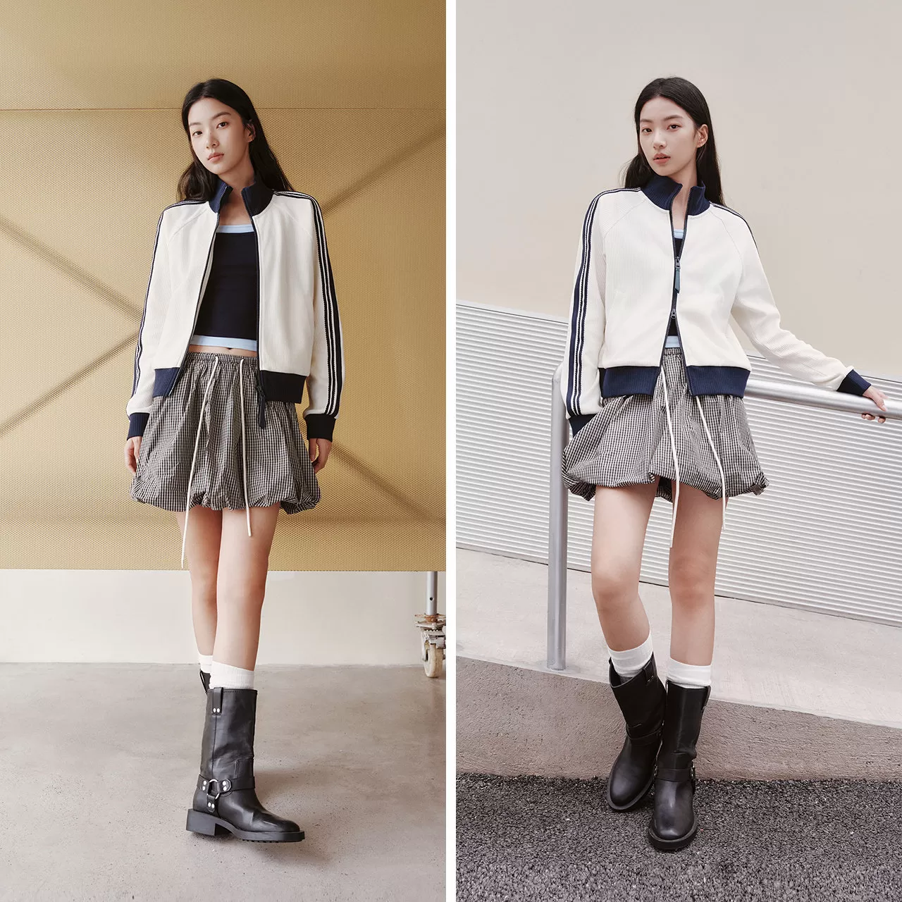 商场同款|森马外套女秋季插肩袖撞色蕾丝修身2026新款运动风夹克