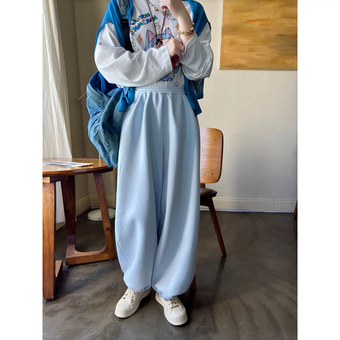 果冻空气层好穿棉质舒适松紧腰抽绳束脚显瘦百搭休闲裤 安妮森林