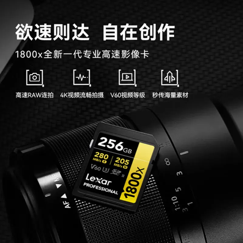 【自营】雷克沙SD卡单反相机摄像机UHS-II存储内存卡V60 4K畅拍