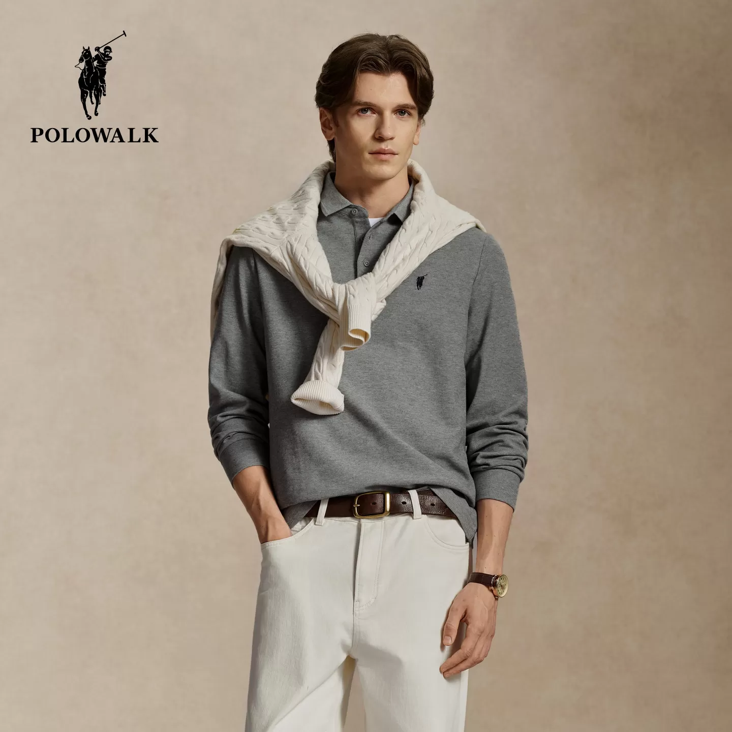 【7A抗菌】POLOWALK男装2026秋季新品男式长袖T恤POLO领休闲抗菌