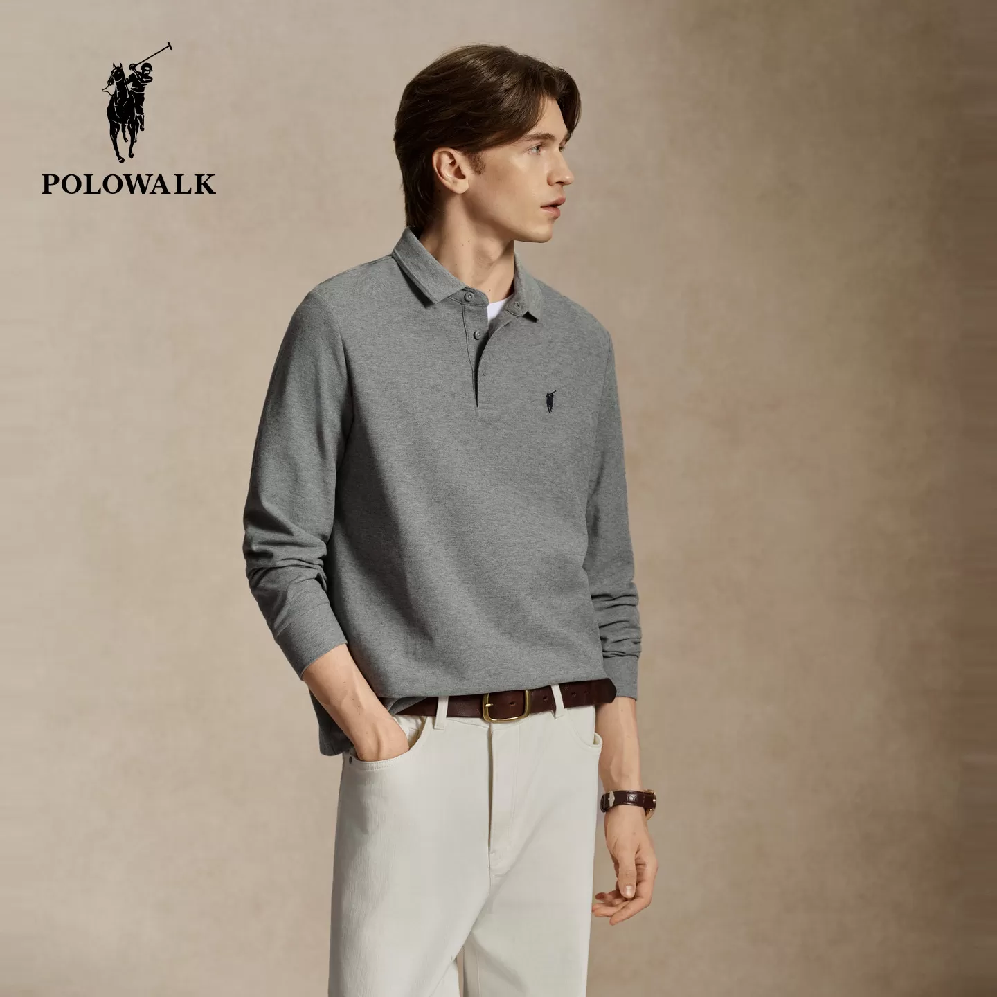 【7A抗菌】POLOWALK男装2026秋季新品男式长袖T恤POLO领休闲抗菌