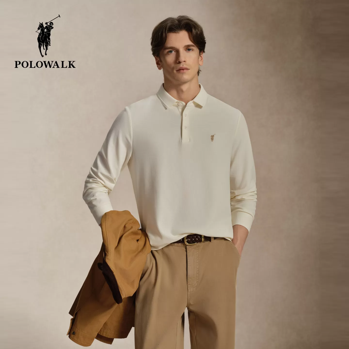 【7A抗菌】POLOWALK男装2026秋季新品男式长袖T恤POLO领休闲抗菌