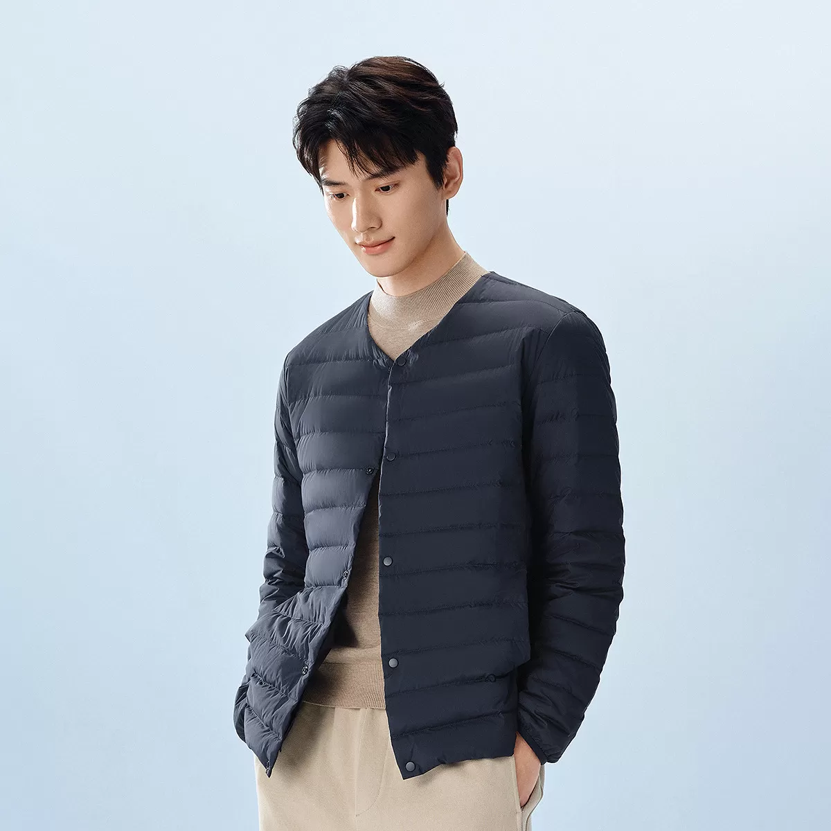 排骨羽绒服|波司登26新款男圆领V领90绒轻便内胆外穿时尚轻薄保暖