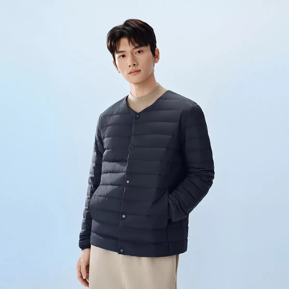 排骨羽绒服|波司登26新款男圆领V领90绒轻便内胆外穿时尚轻薄保暖