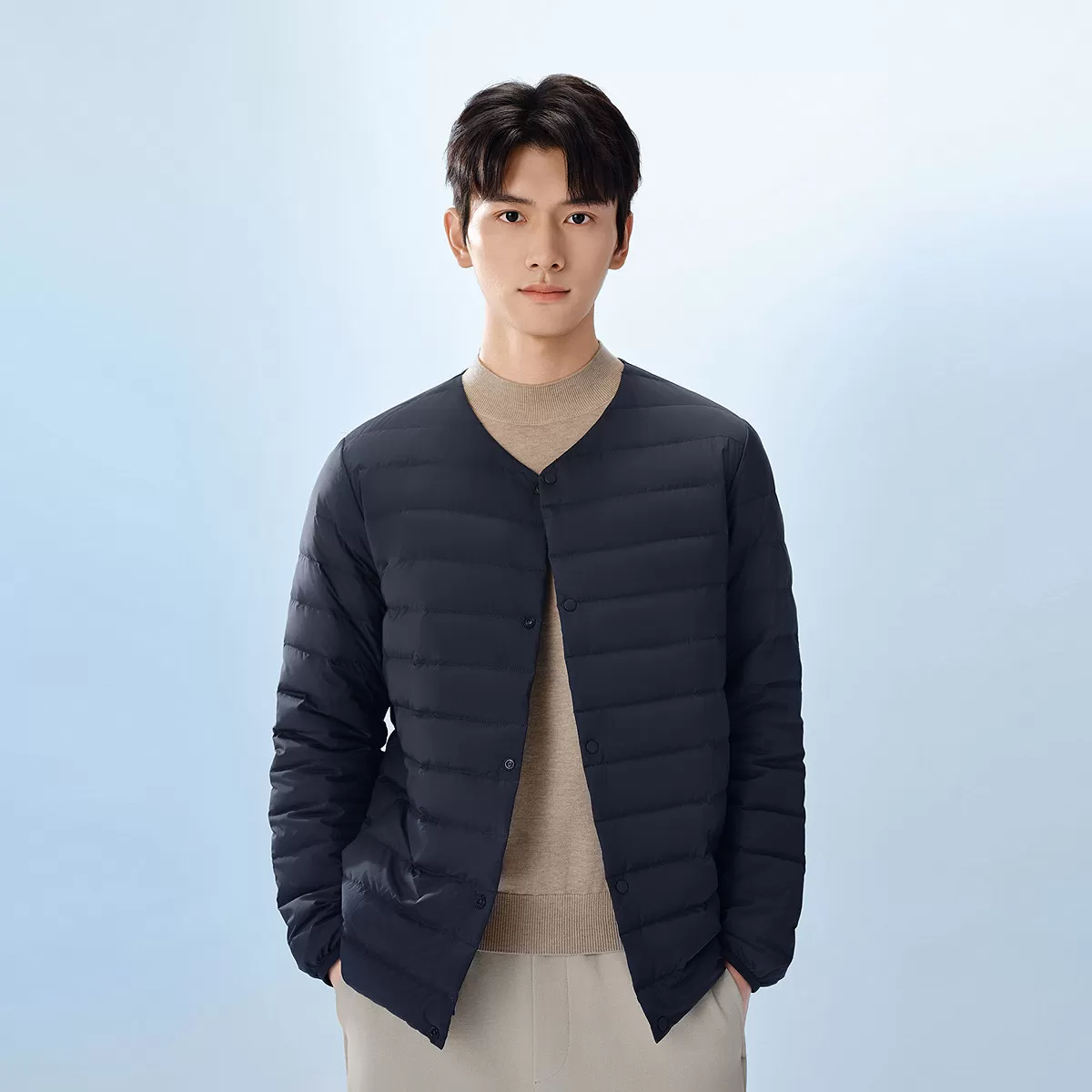 排骨羽绒服|波司登26新款男圆领V领90绒轻便内胆外穿时尚轻薄保暖