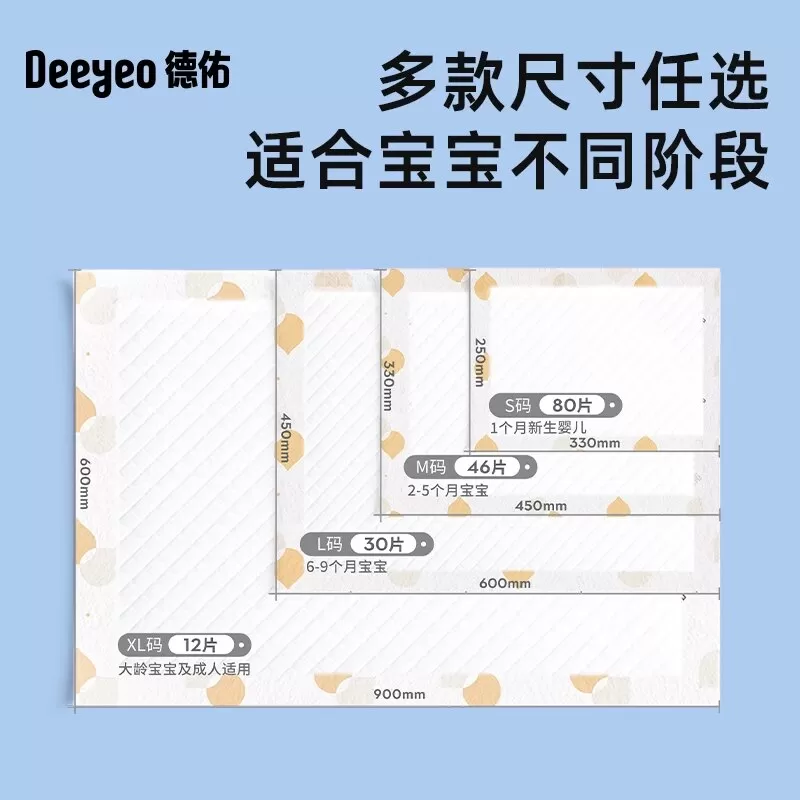 德佑婴儿一次性隔尿垫金装80片防水透气新生宝宝用品护理垫不可洗