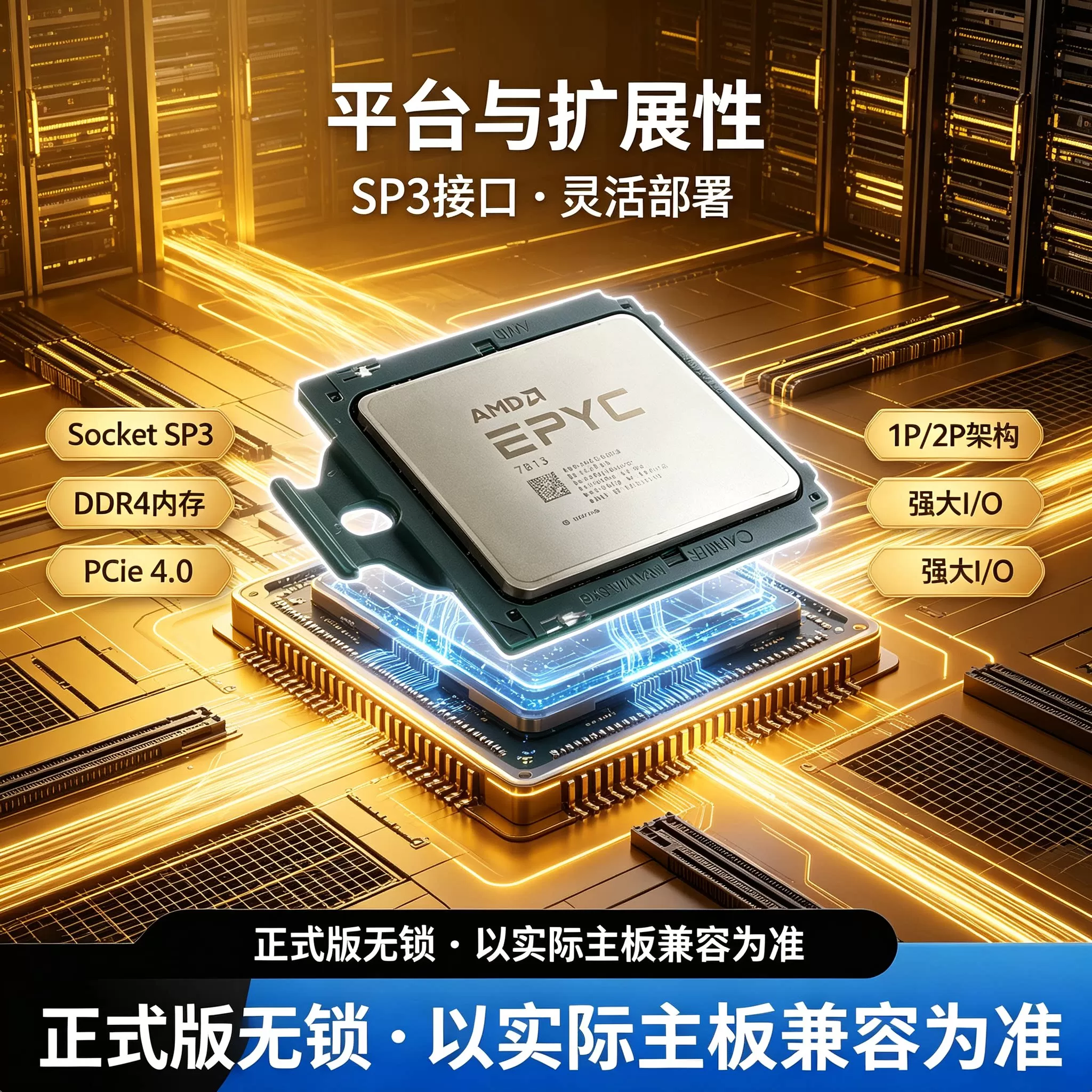 AMD EPYC三代霄龙无锁7763 7B13 7J13 7A23 7C13性能工作站处理器