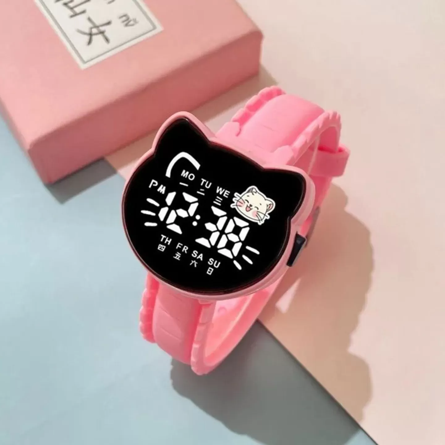 卡通猫咪儿童电子手表女孩小学生幼儿园专用2026新款只看时间夜光
