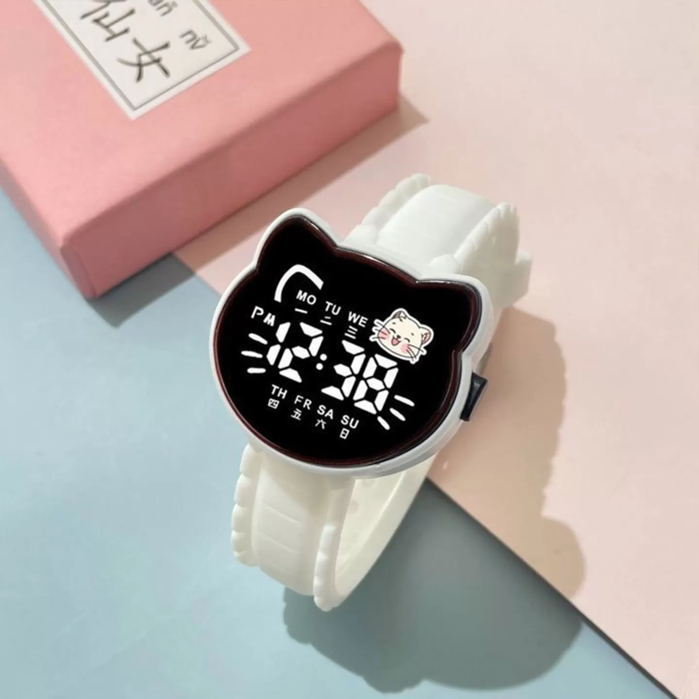 卡通猫咪儿童电子手表女孩小学生幼儿园专用2026新款只看时间夜光
