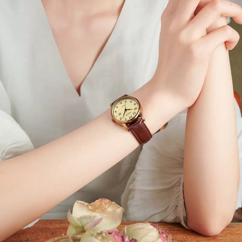 聚利时手表女复古日历情侣表对表休闲男女学生初高中石英手表508