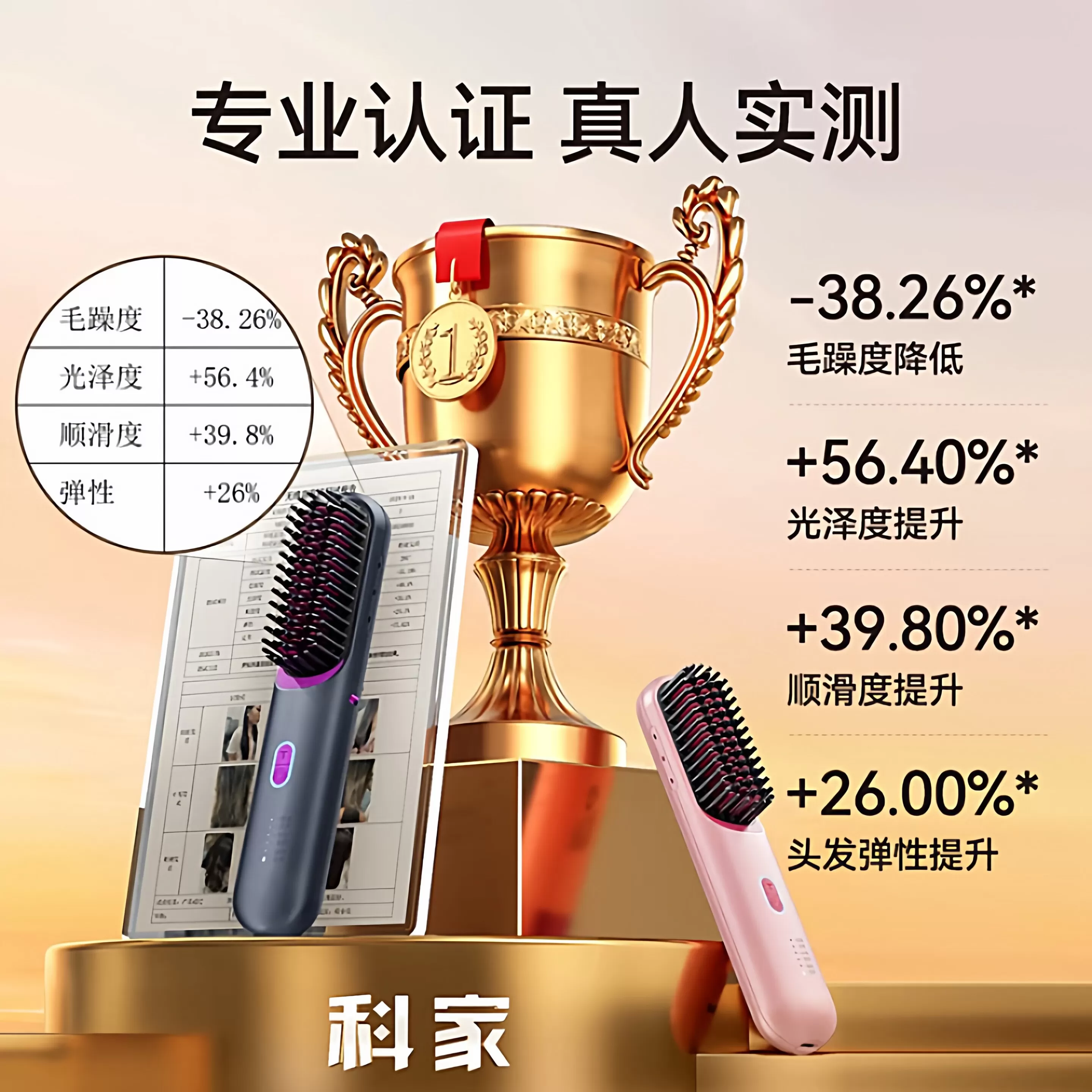 【蜜蜂心愿社】（4周年庆专享）科家直发梳无线负离子不伤发蓬松